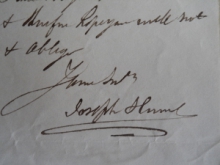 Joseph Hume MP letter